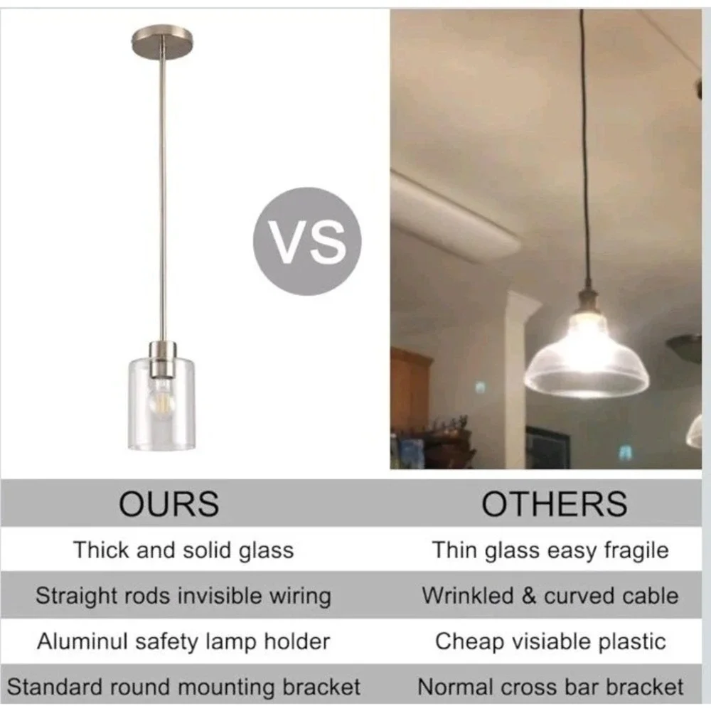 Brushed‎ Nickel Pendant Lights,Modern Farmhouse Pendant Light Fixture